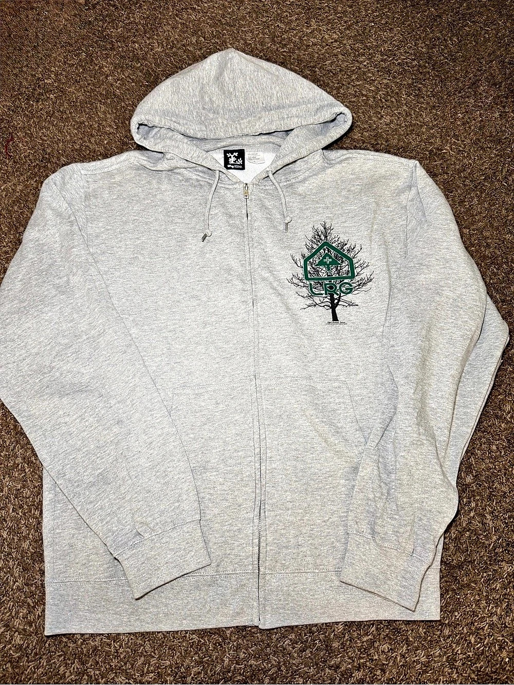 LRG Lifted Research Group Tree Logo Zip Up Hoodie Ash Heather Gray NWT Large